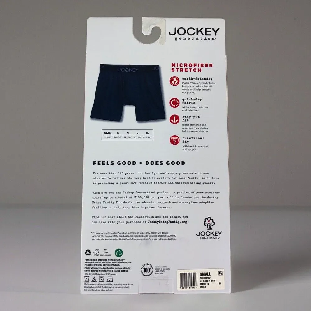 Jockey‎ Boxer Briefs Mens Small 3-Pack Long Leg Active Microfiber Stretch 28-30